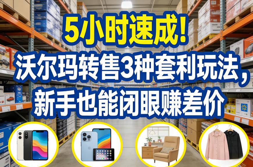 5小时速成！沃尔玛转售3种套利玩法，新手也能闭眼賺差价-云启源码