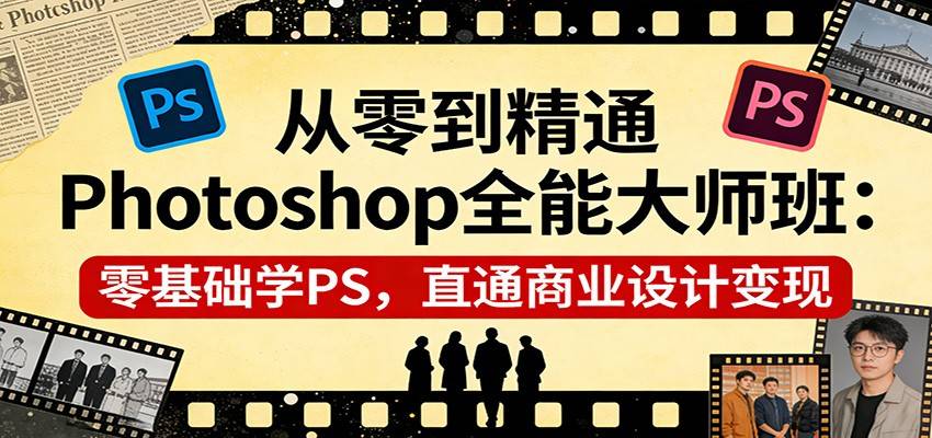 从零到精通Photoshop全能大师班：零基础学PS，直通商业设计变现-云启源码