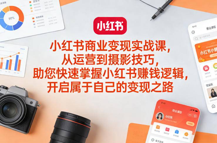 小红书商业变现实战课，从运营到摄影技巧，助您快速掌握小红书賺钱逻辑，开启属于自己的变现之路-云启源码