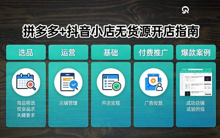 拼多多+抖音小店无货源开店，包括：选品、运营、基础、付费推广、爆款案例等(更新26年3月)-云启源码