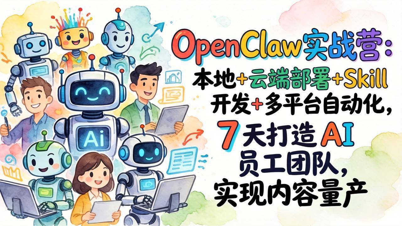 OpenClaw实战营：本地+云端部署+Skill开发+多平台自动化，7 天打造 AI 员工团队，实现内容量产-云启源码