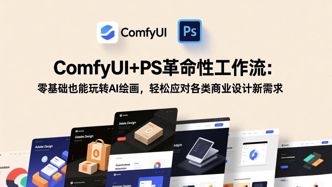 ComfyUI+PS革命性工作流：零基础也能玩转AI绘画，轻松应对各类商业设计新需求-云启源码