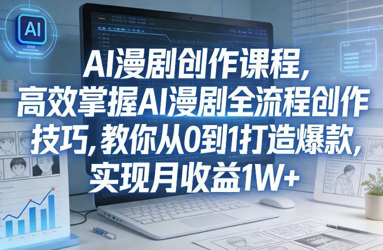某社群AI漫剧创作课程，高效掌握AI漫剧全流程创作技巧，教你从0到1打造爆款，实现月收益1W+-云启源码