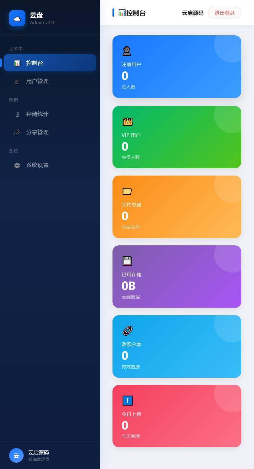 图片[6]-全新UI轻量级网盘系统源码完美无错PHP源码页面设计简约-云启源码