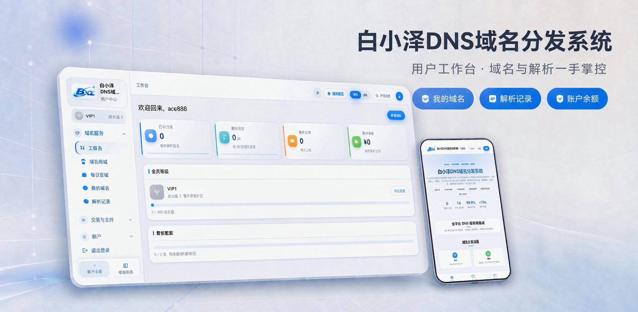 图片[2]-白小泽DNS系统V1.0综合管理14服务商集成智能解析会员分级-云启源码