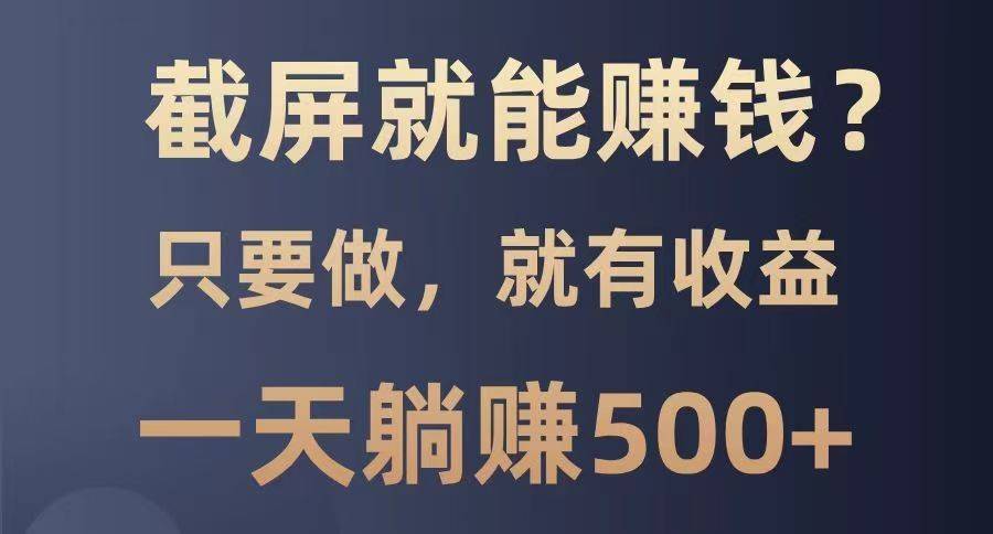 截屏就能赚钱？0门槛，只要做，100%有收益的一个项目，一天躺赚500+-云启源码