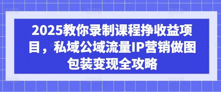 2025教你录制课程挣收益项目，私域公域流量IP营销做图包装变现全攻略-云启源码